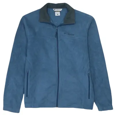 Columbia 90's Vintage Blue Hiking Fleece Jumper Men's Large Warm Full 