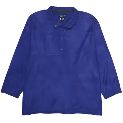 Patagonia 90s Vintage XL Blue Hiking Quarter Button Fleece Jumper