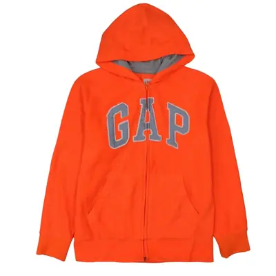 Gap 90's Vintage Orange Spellout Full Zip Fleece Jumper Women's XLarge