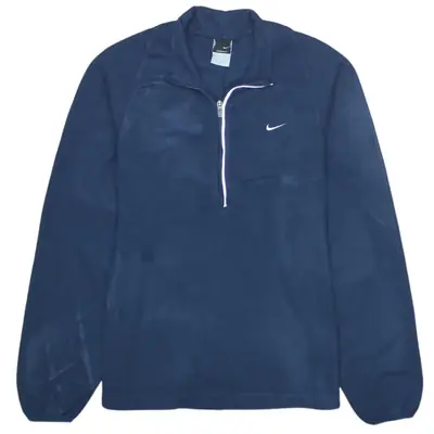 Nike 90's Swoosh Half Zip Navy Blue Fleece Jumper Medium Men