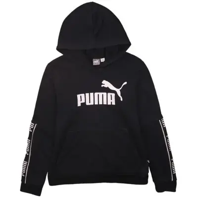 Puma Men's 90's Vintage Black Spellout Pullover Hoodie, Size Small