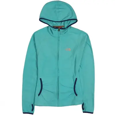 The North Face Turquoise Fleece Hoodie Women’s Small Embroidered Logo 