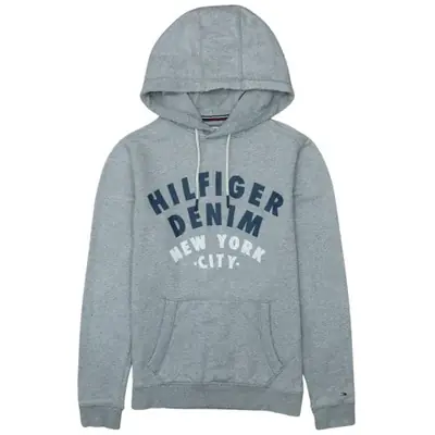 Tommy Hilfiger Grey Hoodie Men's Small Printed Hilfiger Denim New York