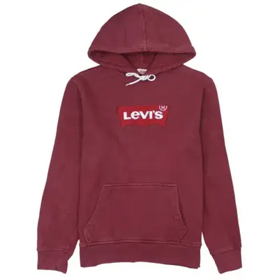 Levi's Men's Hoodie Burgundy Red Medium Embroidered Logo Kangaroo Pock