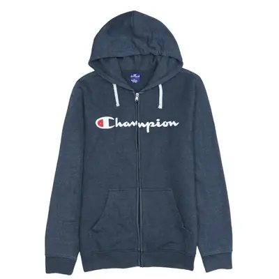 Champion 90's Navy Blue Spellout Zip Up Hoodie Men's Medium
