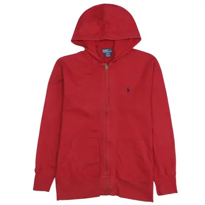 Vintage Polo Ralph Lauren 90's Red Lightweight Full Zip Hoodie Large