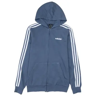 Authentic Adidas 90's Blue Stripe Sleeve Zip-Up Hoodie Small