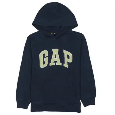 Gap Vintage 90s Large Spellout Pullover Hoodie Navy Blue Cotton