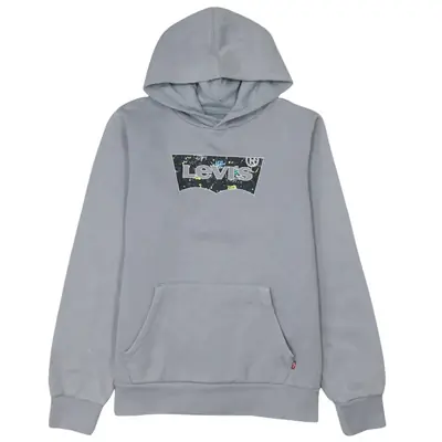 Levi's 90's Vintage Grey Cotton Spellout Hoodie Small Retro Style