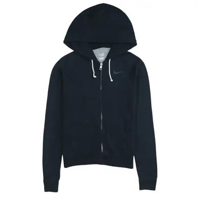 Vintage 90's Nike Swoosh Full Zip Hoodie Small Men's Black Cotton