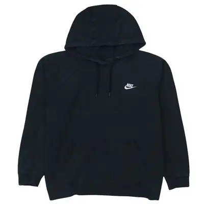 Nike 90's Vintage Swoosh Pullover Black Hoodie XL Cotton Retro