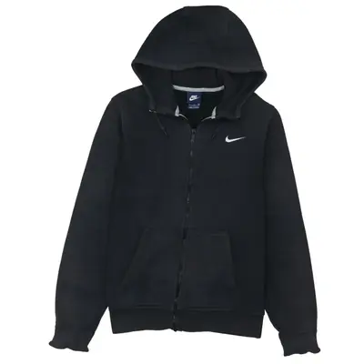 Nike 90's Vintage Black Swoosh Full Zip Hoodie Men's Small