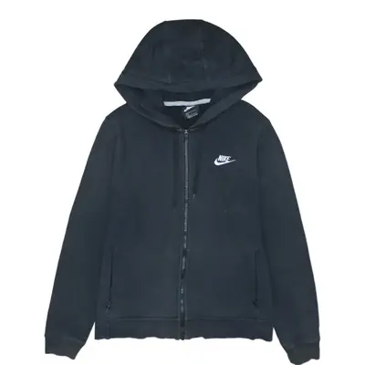 Nike 90s Vintage Swoosh Full Zip Black Hoodie Large