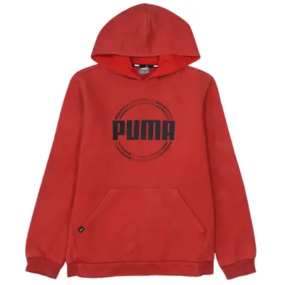 Puma Women's XL Vintage Red Cotton Hoodie Spellout Pullover Top