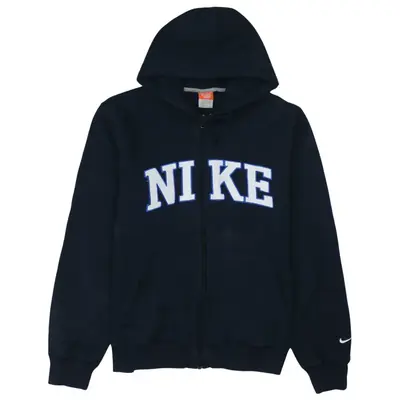 Nike 90's Spellout Full Zip Up Hoodie Medium Black - Vintage Style