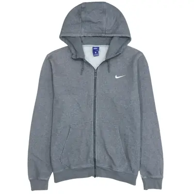 Vintage 90's Nike Swoosh Full Zip Hoodie Large Grey