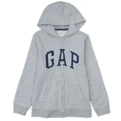 Vintage Gap 90's Spellout Full Zip Up Grey Hoodie XL