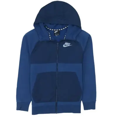Nike Blue Colour Block Zip Hoodie - Boy's Medium