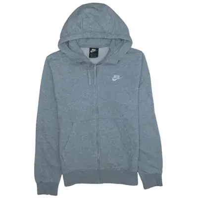 Nike Grey Zip Hoodie Men's XSmall Embroidered Swoosh Split Pockets Fle