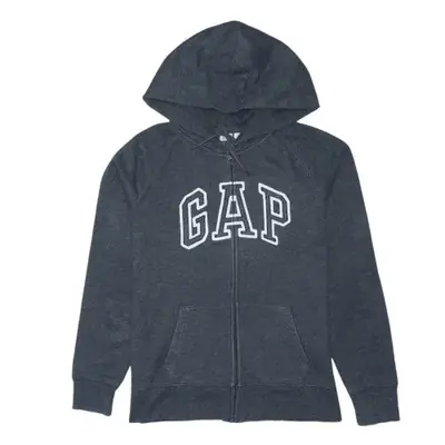 Gap Dark Charcoal Zip Hoodie Women’s Medium Embroidered Logo Split Poc