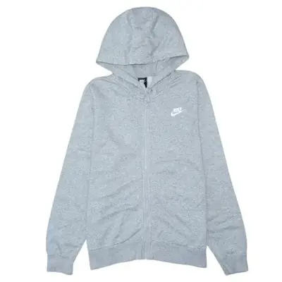 Nike Light Grey Hoodie Men's Medium Full Zip Printed Swoosh Logo Casua
