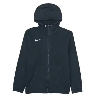 Nike Black Full Zip Hoodie Women's Large Embroidered Swoosh Split Pock