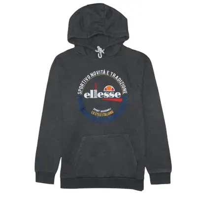 Ellesse Dark Charcoal Hoodie Men's Medium Printed Logo Front Pocket Pu