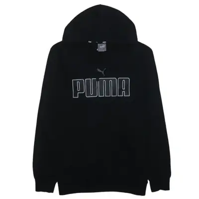 Puma Black Hoodie Men's Medium Printed Big Logo Front Pocket Pullover 