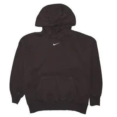 Nike Dark Brown Hoodie Men’s Large Embroidered Swoosh Front Pocket Pul