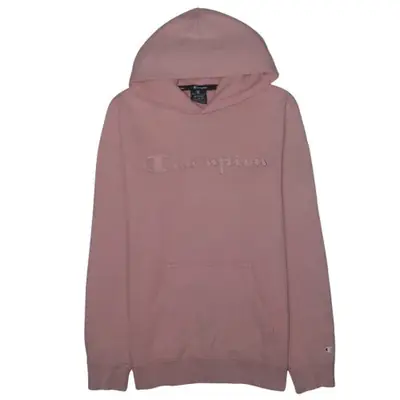 Champion Pink Pullover Hoodie Women’s Medium Embroidered Logo Front Po