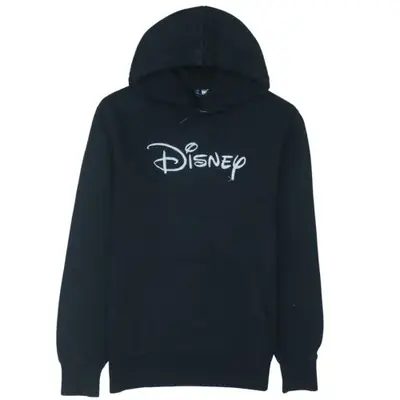 Disney Black Hoodie Men's Small Printed Logo Front Pouch Fleece Pullov