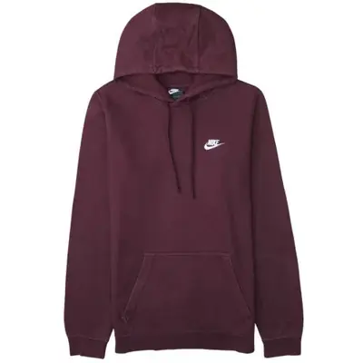 Nike Burgundy Pullover Hoodie Men's Small Embroidered Swoosh Front Poc