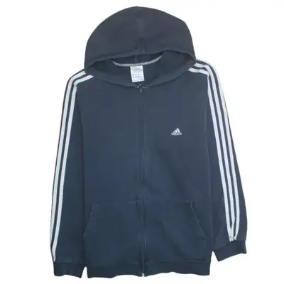Adidas Navy Blue Hoodie Women’s XXLarge Full Zip Three Stripe Sleeves 
