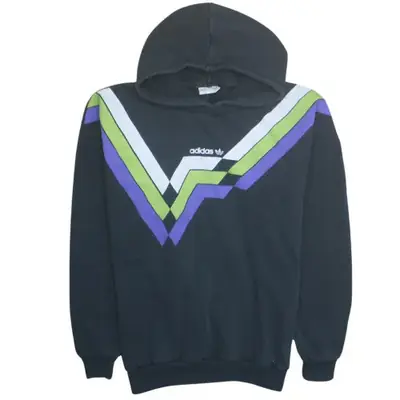 Adidas Black Hoodie Men's Large Printed Chevron Logo Pullover Hooded S