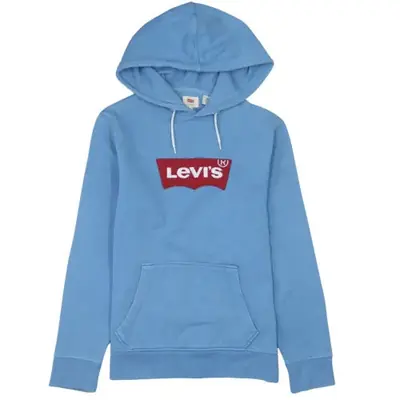 Vintage Levi's 90s Light Blue Embroidered Logo Hoodie, Men's Small