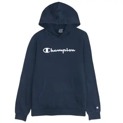Champion 90's Oversized Navy Hoodie Women’s XXL Vintage Spellout