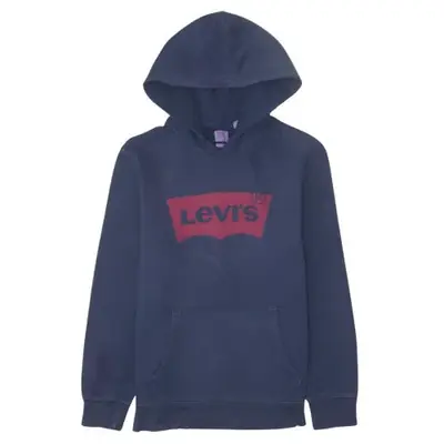 Levi's Vintage 90s Navy Blue Men's Small Logo Hoodie Sweatshirt Top