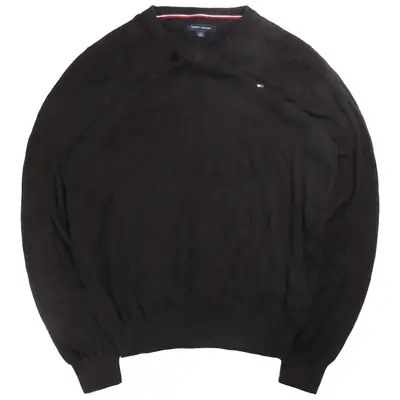 Tommy Hilfiger Knitted V Neck Jumper / Sweater Large Black