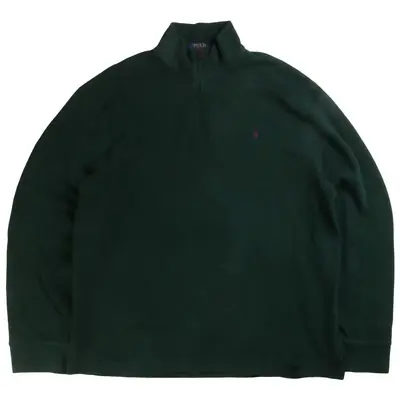 Polo Ralph Lauren Quarter Zip Knitted Ribbed Jumper / Sweater Large Gr