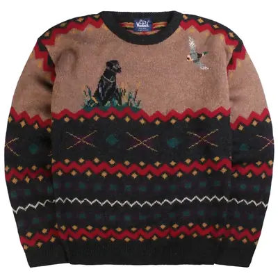 Woolrich Wool Duck Hunting Knitted Heavyweight Jumper / Sweater Large 