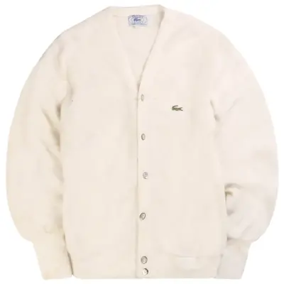 Lacoste Knitted Button Up Cardigan Small White
