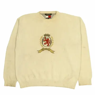 Tommy Hilfiger 90's Heavyweight Knitted Jumper XLarge Beige Cream