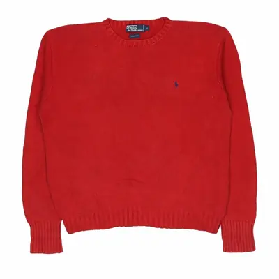 Ralph Lauren 90's Knitted Crewneck Heavyweight Jumper Large Red
