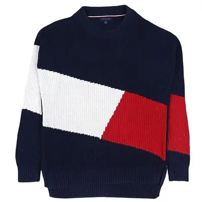 Tommy Hilfiger 90's Knitted Crewneck Jumper Small Blue