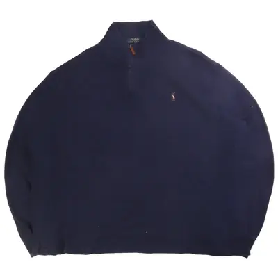 Polo Ralph Lauren Quarter Zip Knitted Ribbed Jumper / Sweater XXLarge 