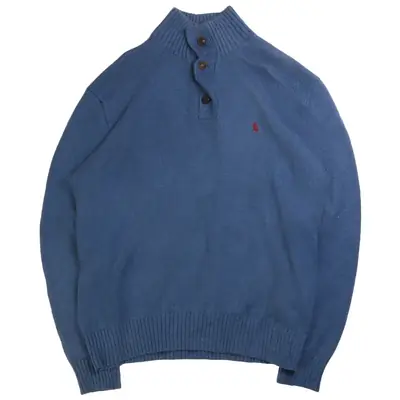Polo Ralph Lauren Quarter Zip Knitted Jumper / Sweater Medium Blue