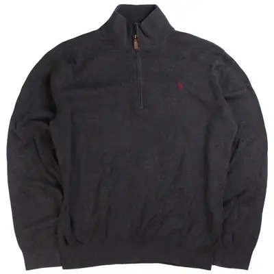 Polo Ralph Lauren Quarter Zip Ribbed Knitted Jumper / Sweater Large Gr