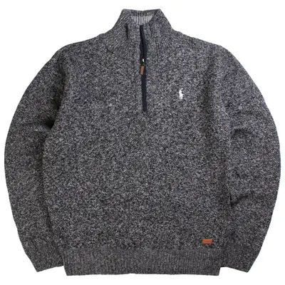 Polo Ralph Lauren Quarter Zip Knitted Jumper / Sweater Large (missing 
