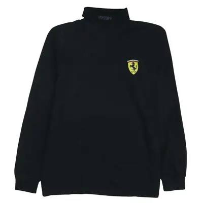 Ferrari 90's Lightweight Turtle Neck Jumper / Sweater Large Black