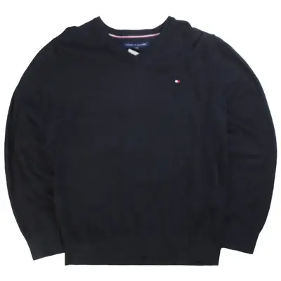 Tommy Hilfiger V Neck Heavyweight Jumper / Sweater Men's Large Black